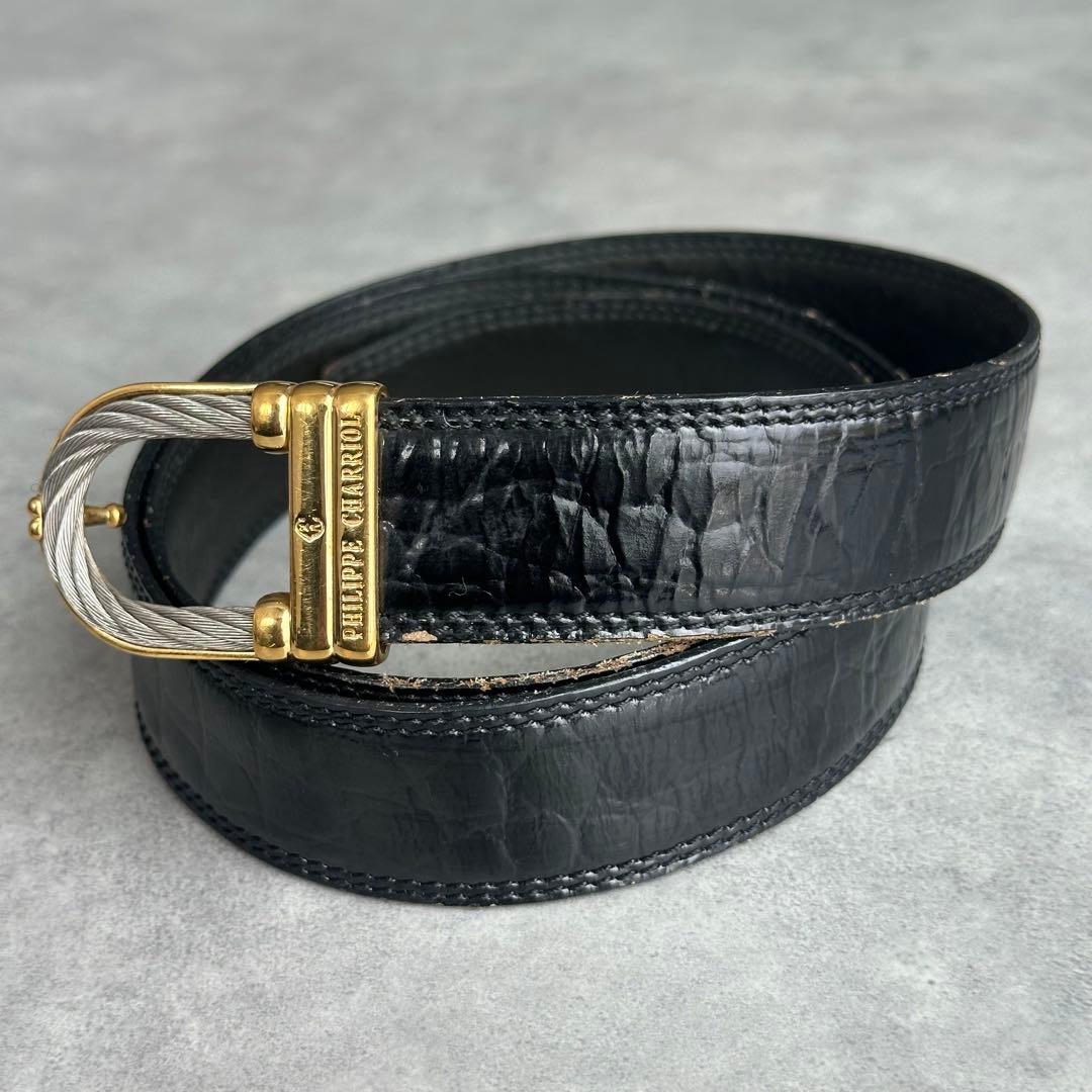PHILIPPE CHARRIOL ワイヤー　ゴールドバックル　レザーベルト 3