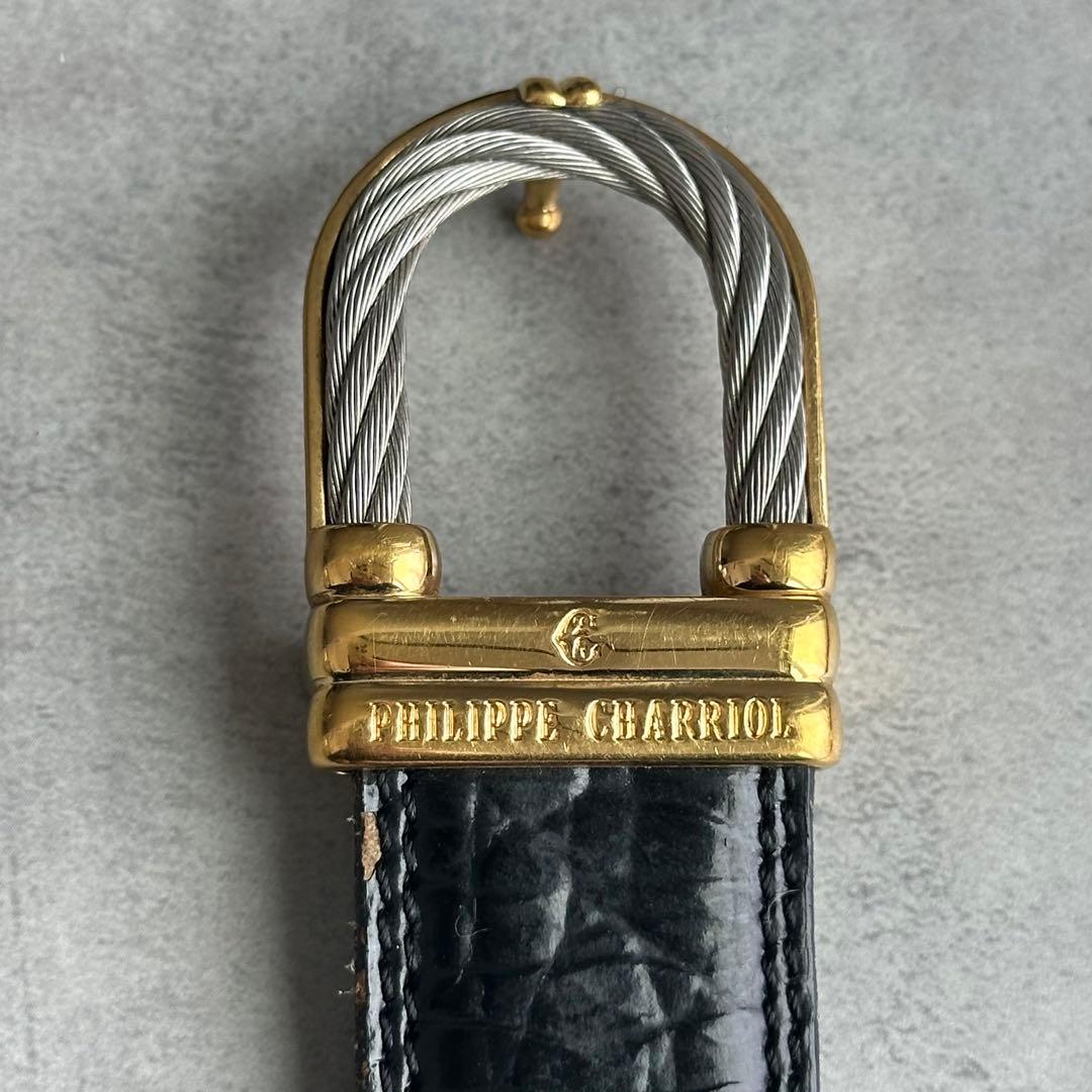 PHILIPPE CHARRIOL ワイヤー　ゴールドバックル　レザーベルト 5