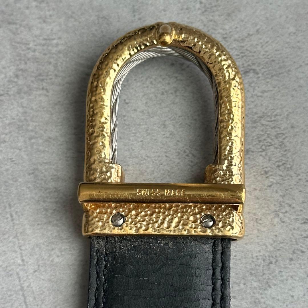 PHILIPPE CHARRIOL ワイヤー　ゴールドバックル　レザーベルト 6