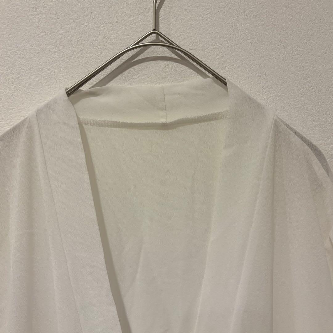 カラバサ ガウン ロングカーディガン フリル袖 白　ホワイト M〜L 羽織り 3