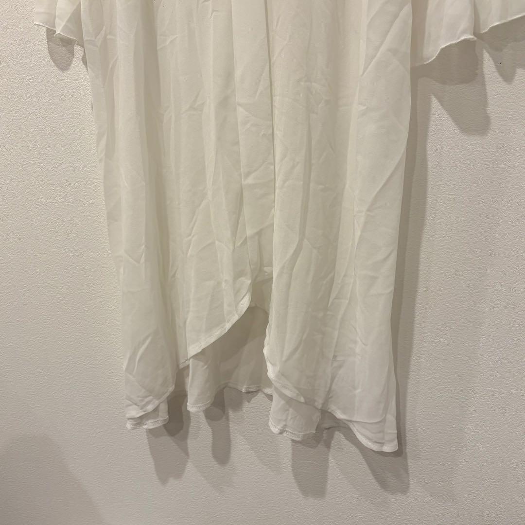 カラバサ ガウン ロングカーディガン フリル袖 白　ホワイト M〜L 羽織り 4