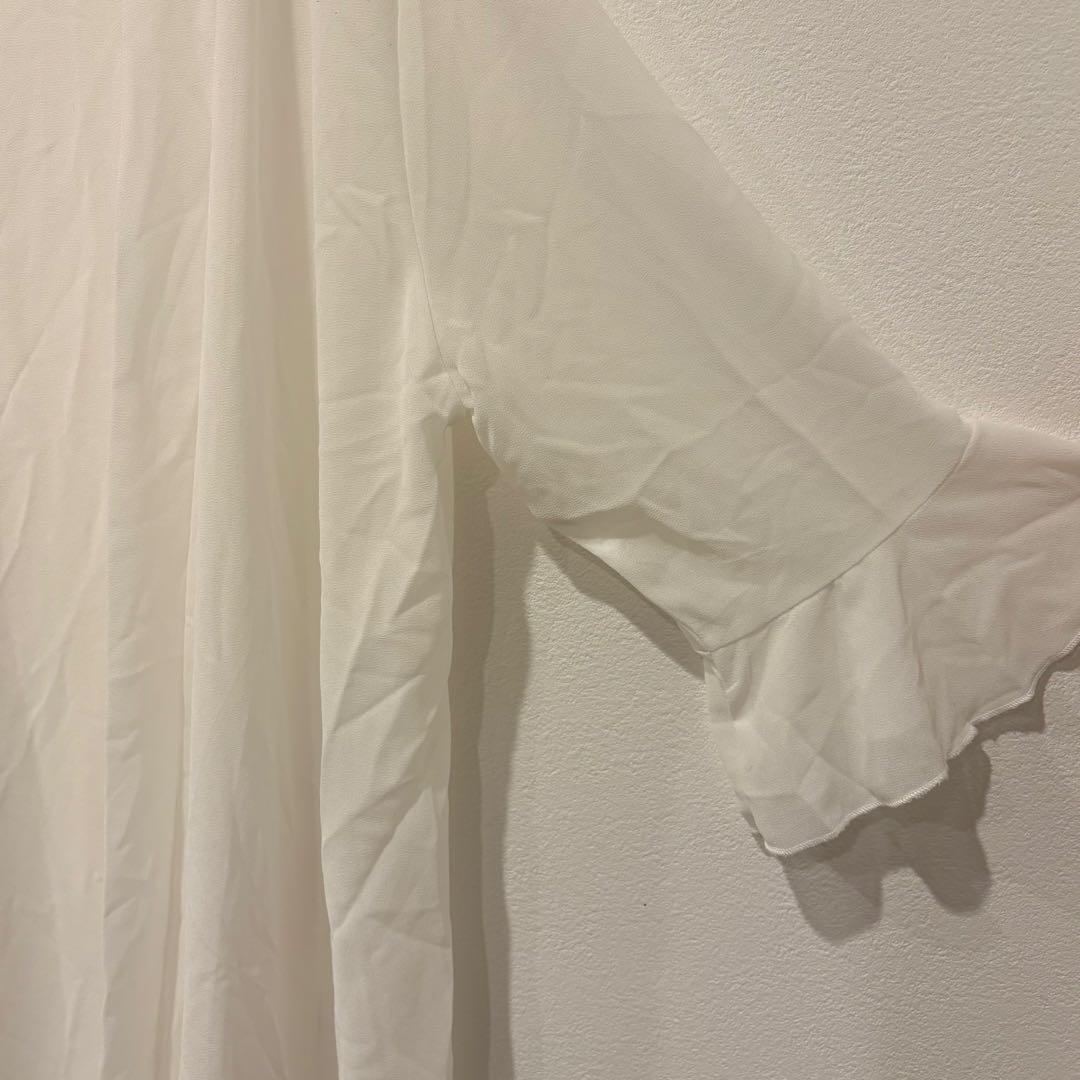 カラバサ ガウン ロングカーディガン フリル袖 白　ホワイト M〜L 羽織り 5