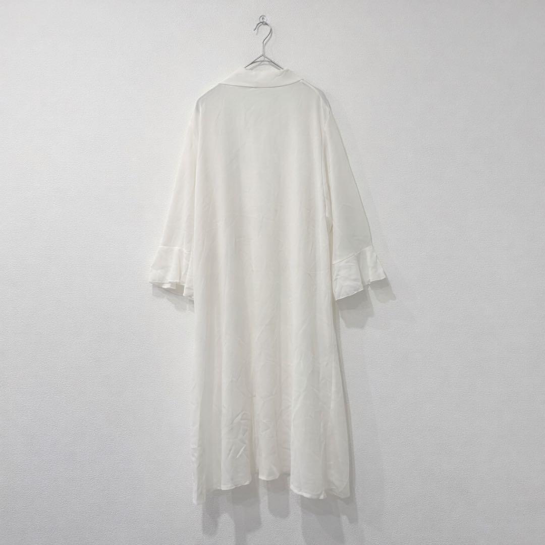 カラバサ ガウン ロングカーディガン フリル袖 白　ホワイト M〜L 羽織り 6