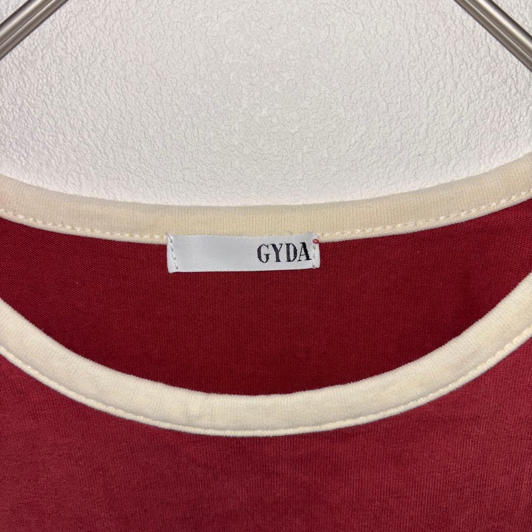 GYDA × KANGOL ワインレッド Tシャツ Fショート丈d695 3