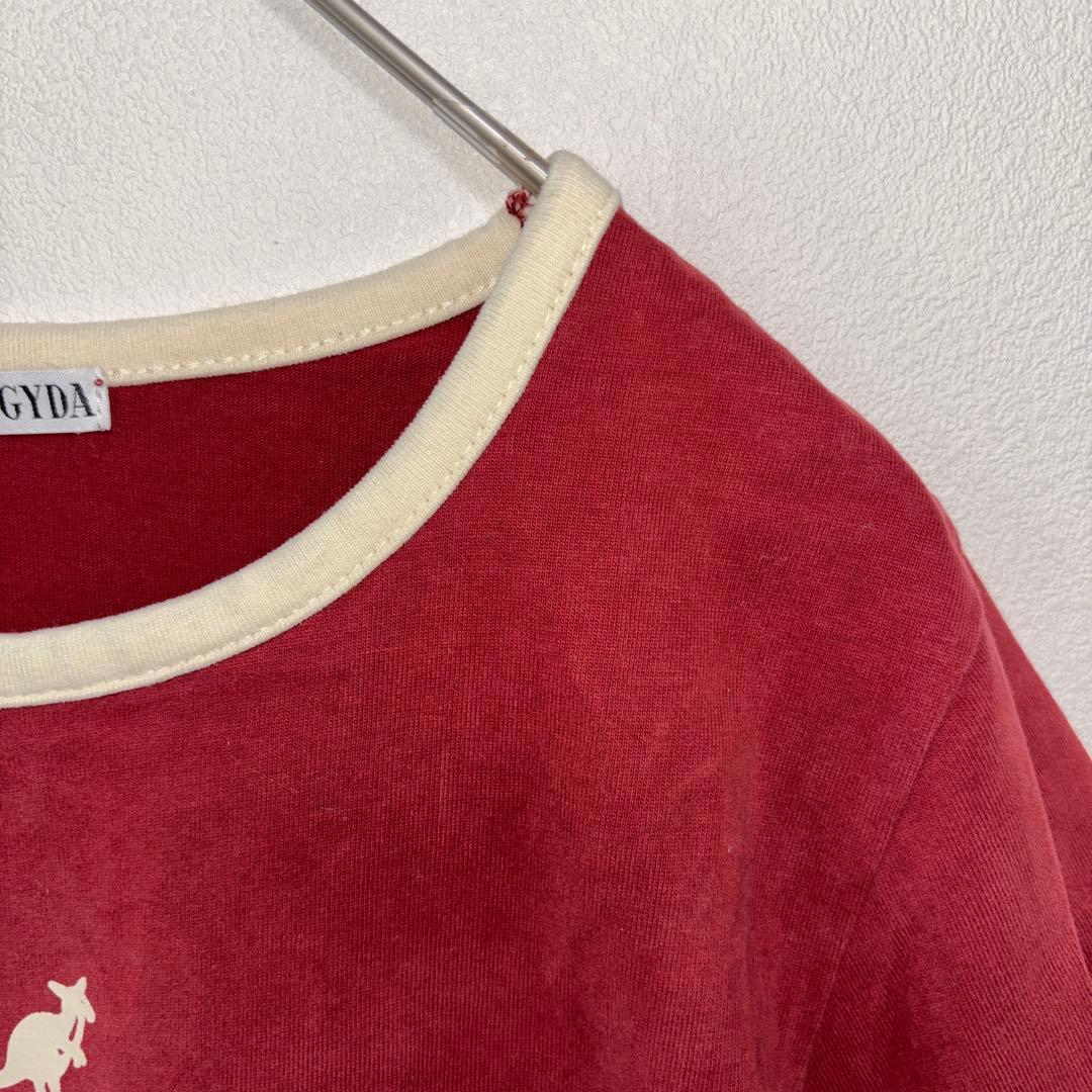 GYDA × KANGOL ワインレッド Tシャツ Fショート丈d695 7