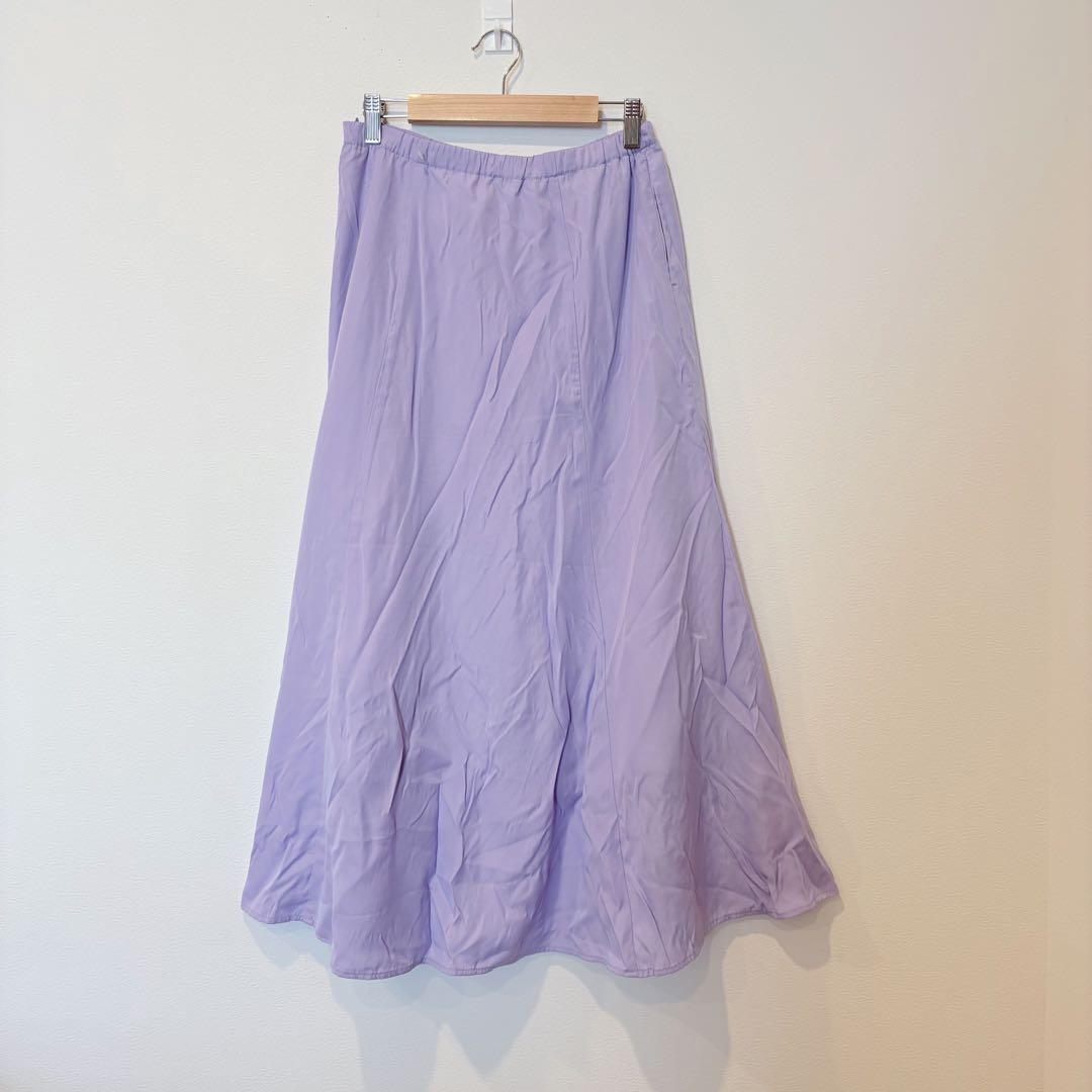 レプシィム フレアスカート ロング 紫　パープル M ウエストゴム 上品　春夏