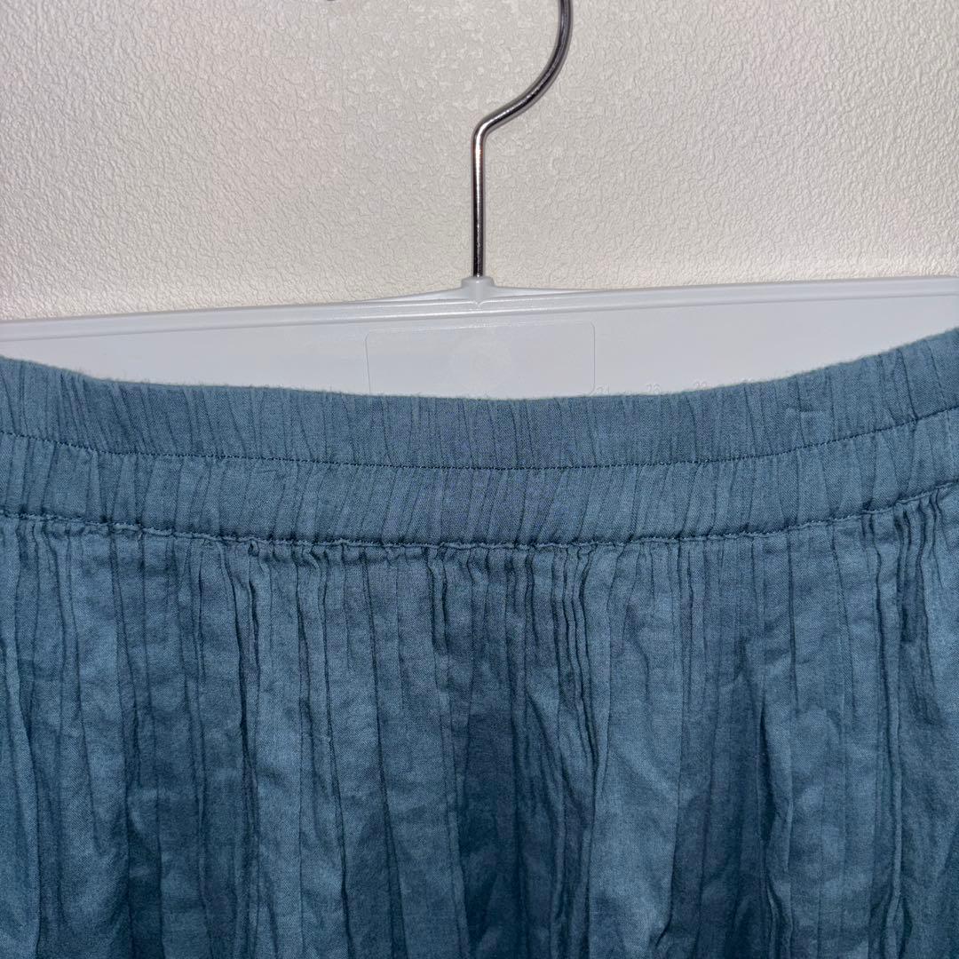 SamansaMos2blueフレアロングスカート青ターコイズブルーF d740 3