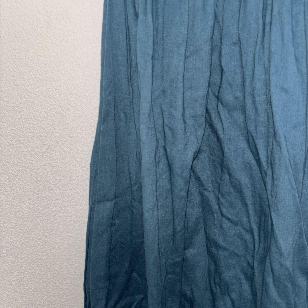 SamansaMos2blueフレアロングスカート青ターコイズブルーF d740 5