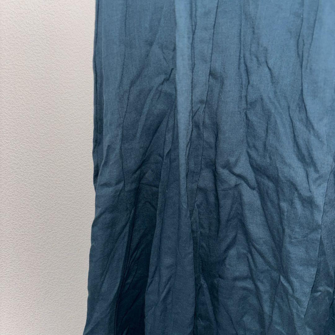 SamansaMos2blueフレアロングスカート青ターコイズブルーF d740 6