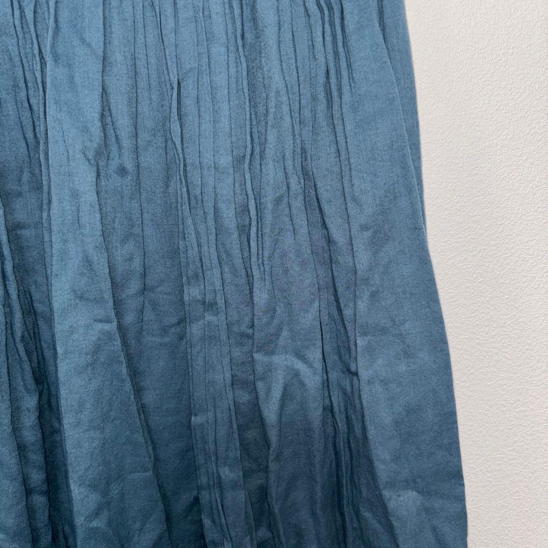 SamansaMos2blueフレアロングスカート青ターコイズブルーF d740 9