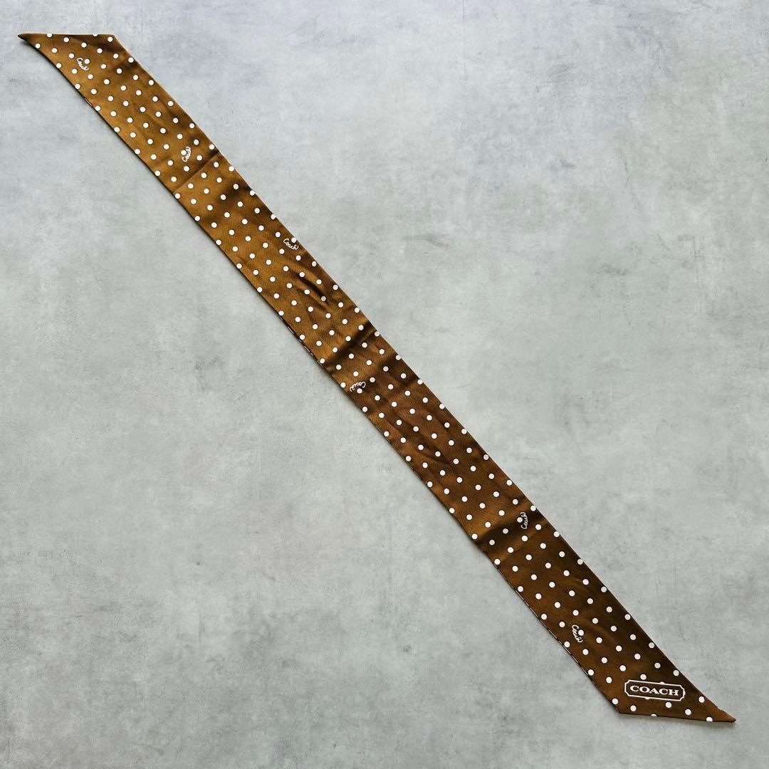 COACH シグネチャー ドット柄 リバーシブル シルクスカーフ ポニーテール 4