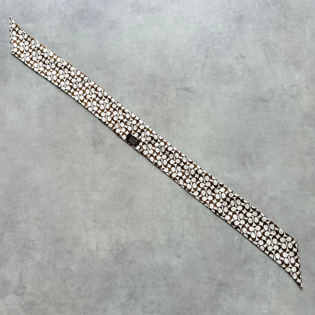 COACH シグネチャー ドット柄 リバーシブル シルクスカーフ ポニーテール 5