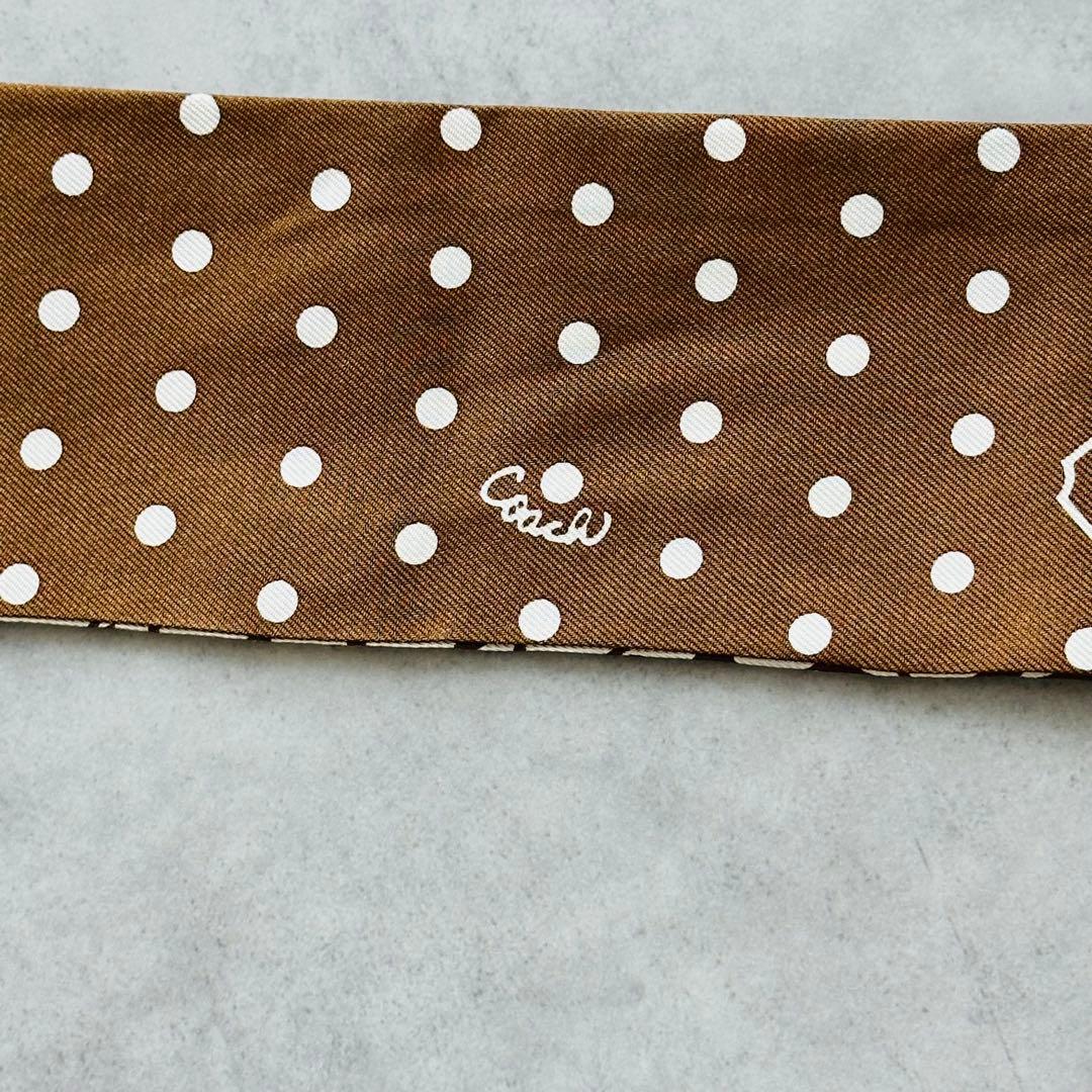 COACH シグネチャー ドット柄 リバーシブル シルクスカーフ ポニーテール 7