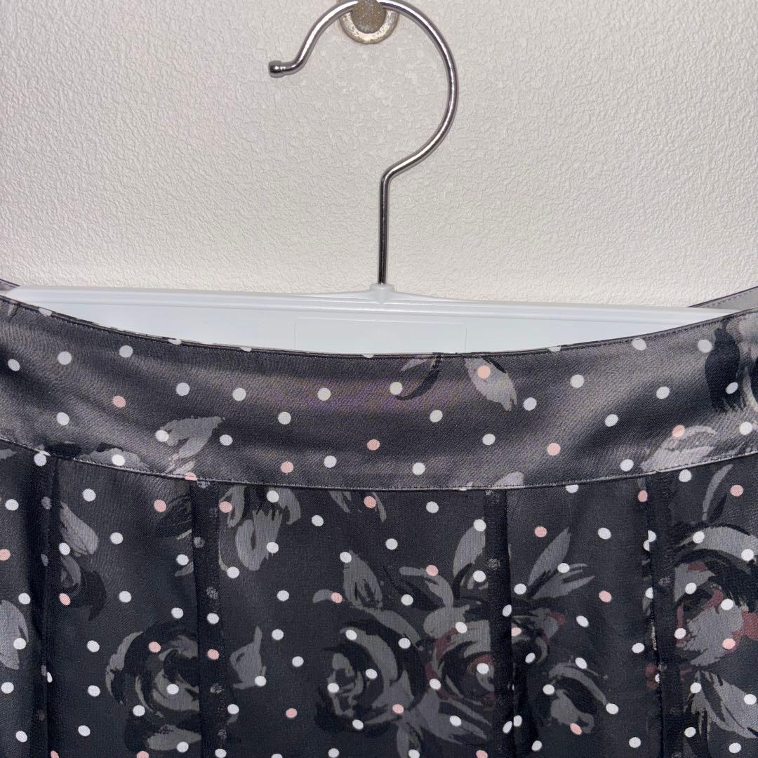 Aylesbury フレアスカート S グレー系 花柄ドットシアーひざ丈d751 3