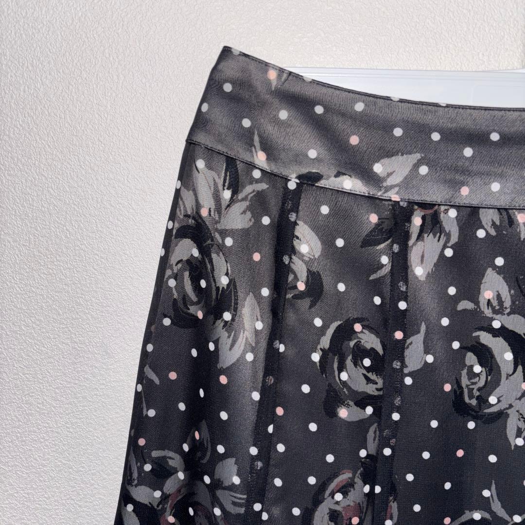 Aylesbury フレアスカート S グレー系 花柄ドットシアーひざ丈d751 4