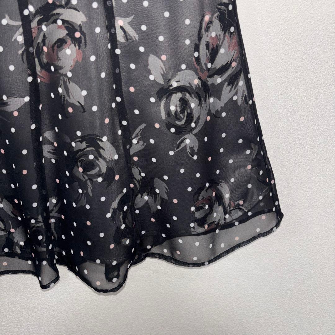 Aylesbury フレアスカート S グレー系 花柄ドットシアーひざ丈d751 9