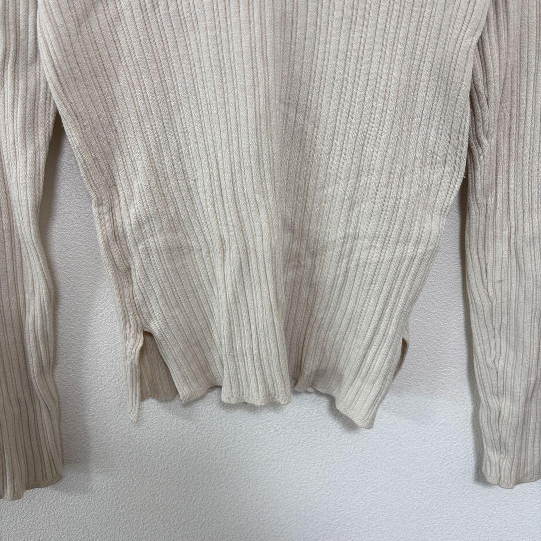 AZUL BY MOUSSY ハイネックフリルリブニット M アイボリーd694 14