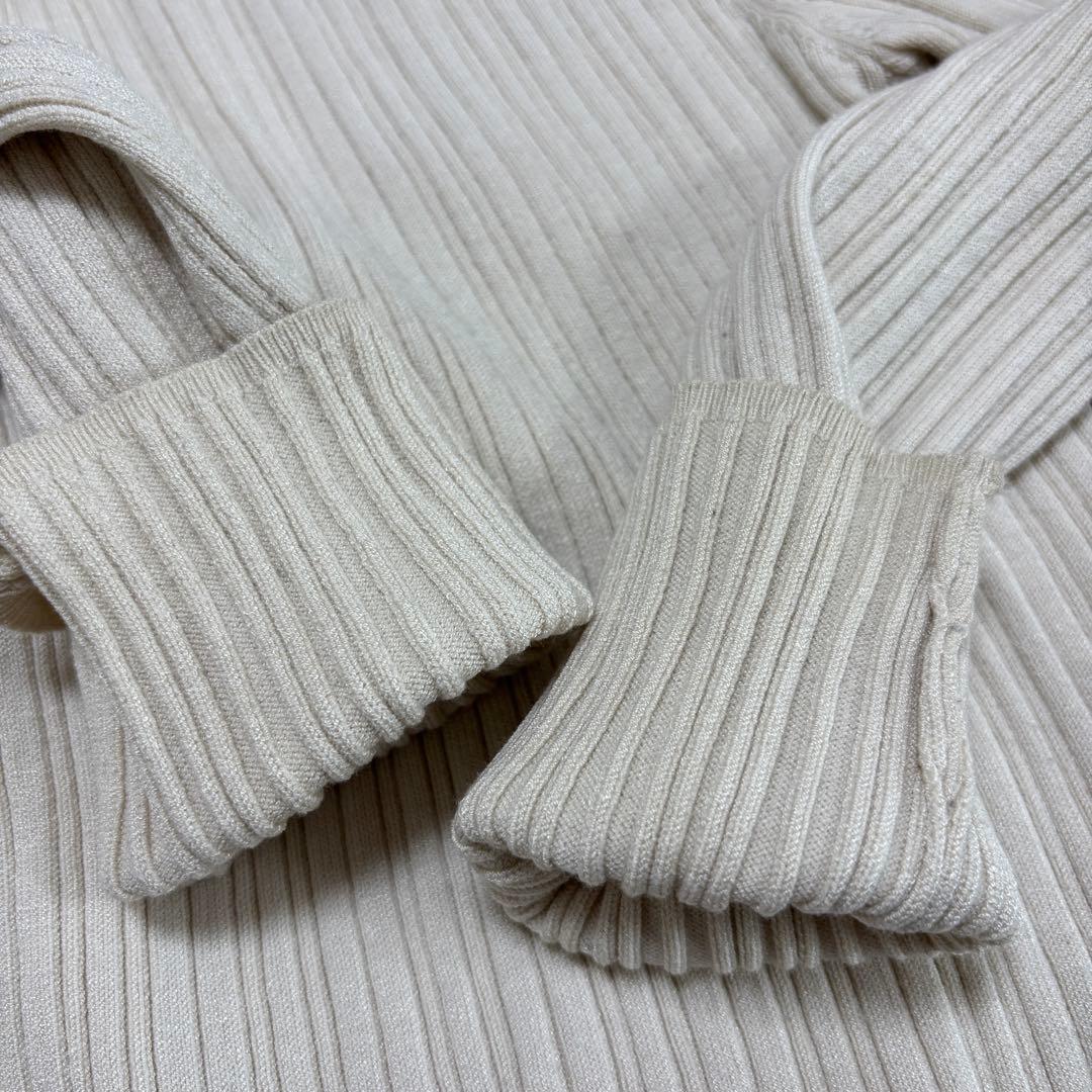 AZUL BY MOUSSY ハイネックフリルリブニット M アイボリーd694 15