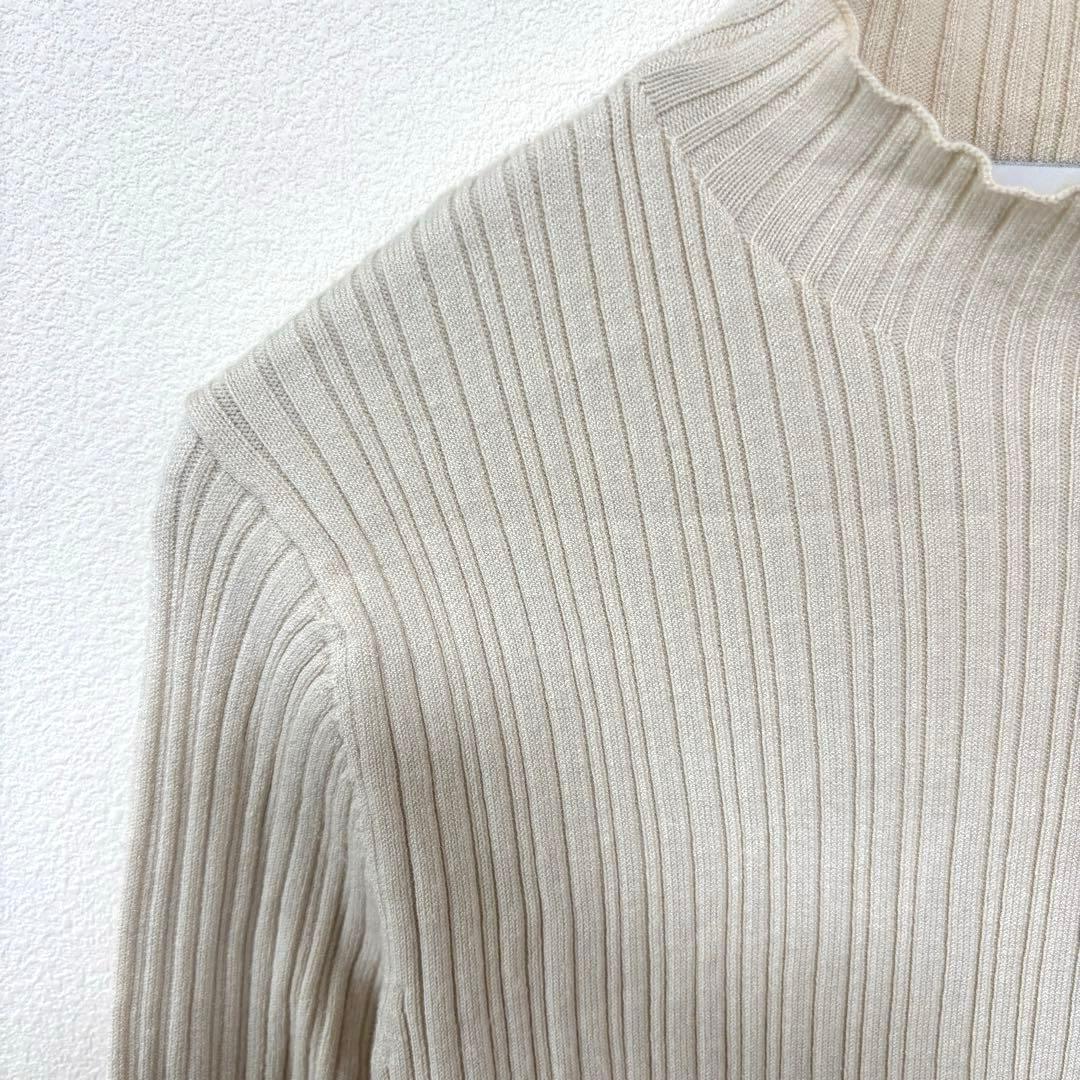 AZUL BY MOUSSY ハイネックフリルリブニット M アイボリーd694 3