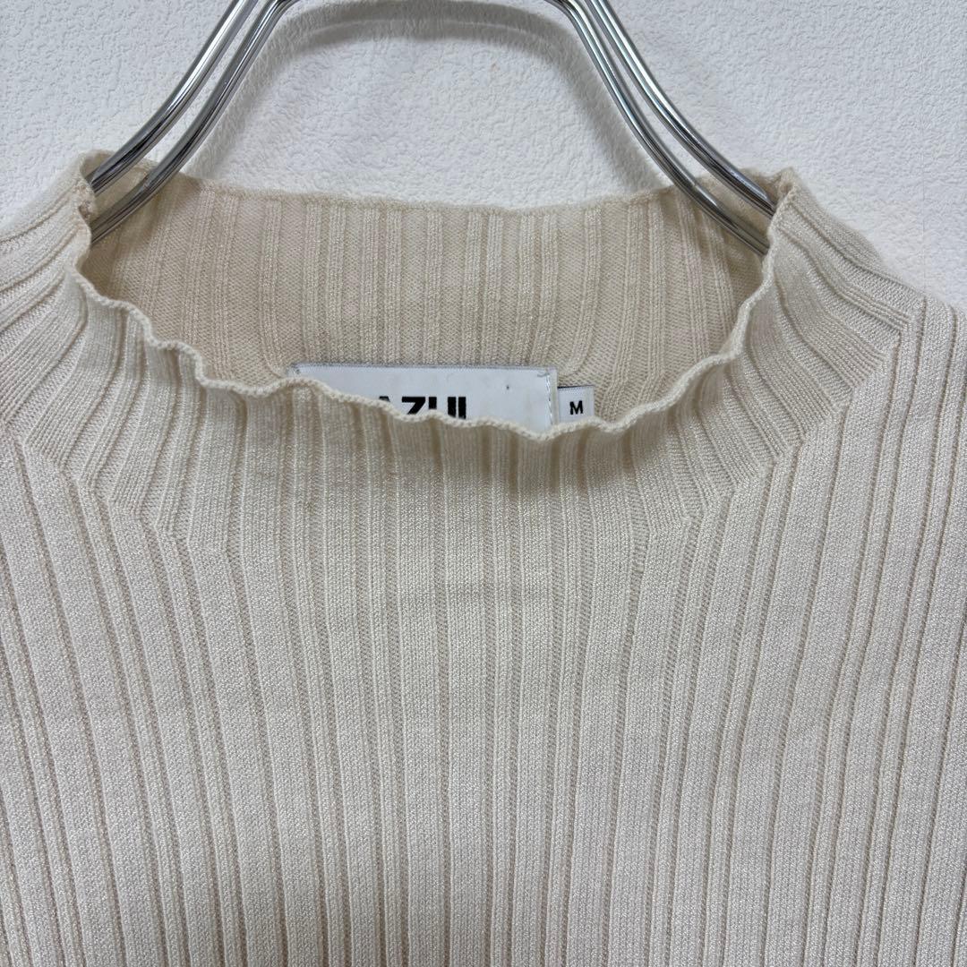 AZUL BY MOUSSY ハイネックフリルリブニット M アイボリーd694 5