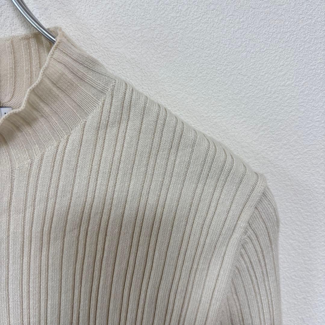 AZUL BY MOUSSY ハイネックフリルリブニット M アイボリーd694 8