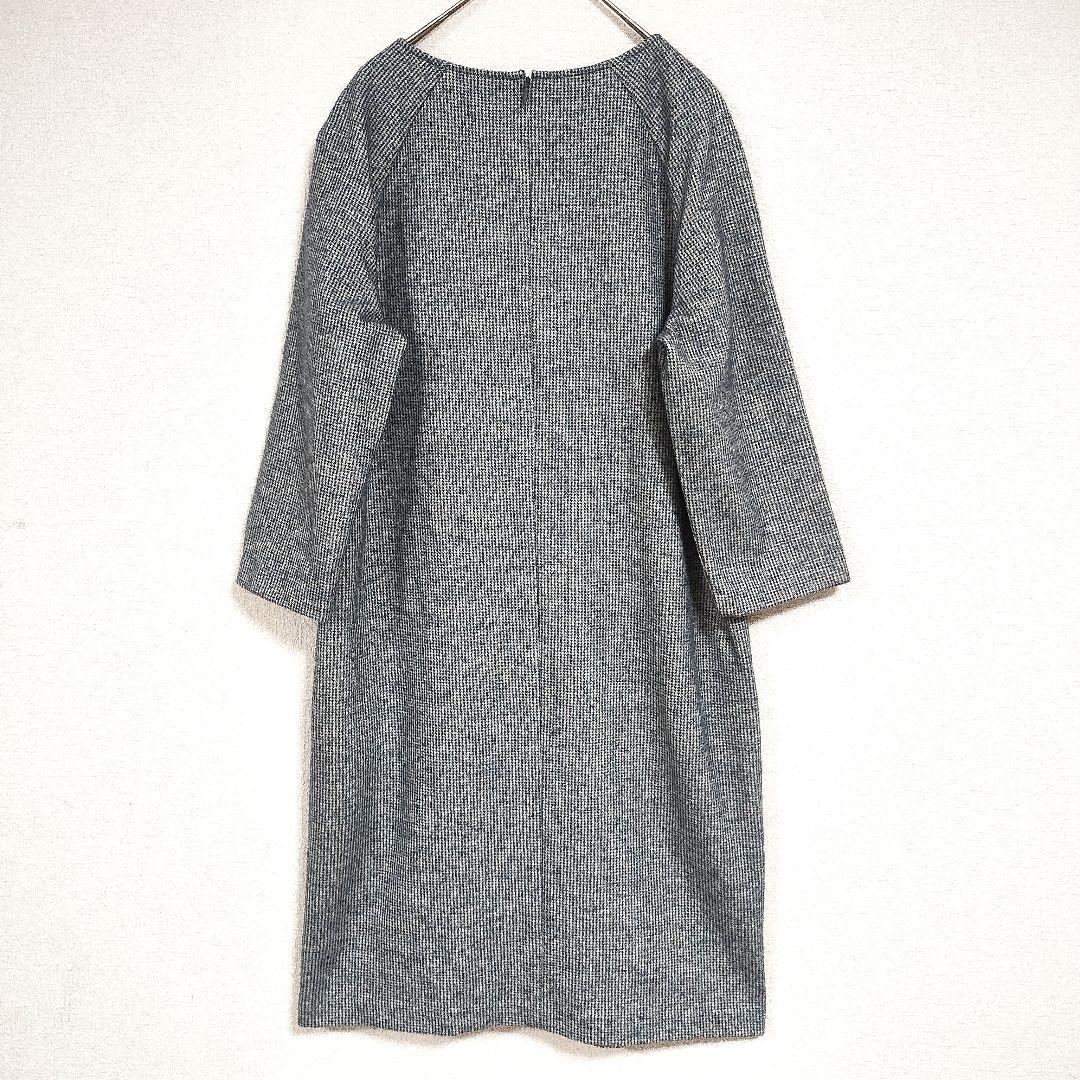 UNIQLO グレー ラウンドネック 七分袖 ニットワンピース M シンプル 春 6