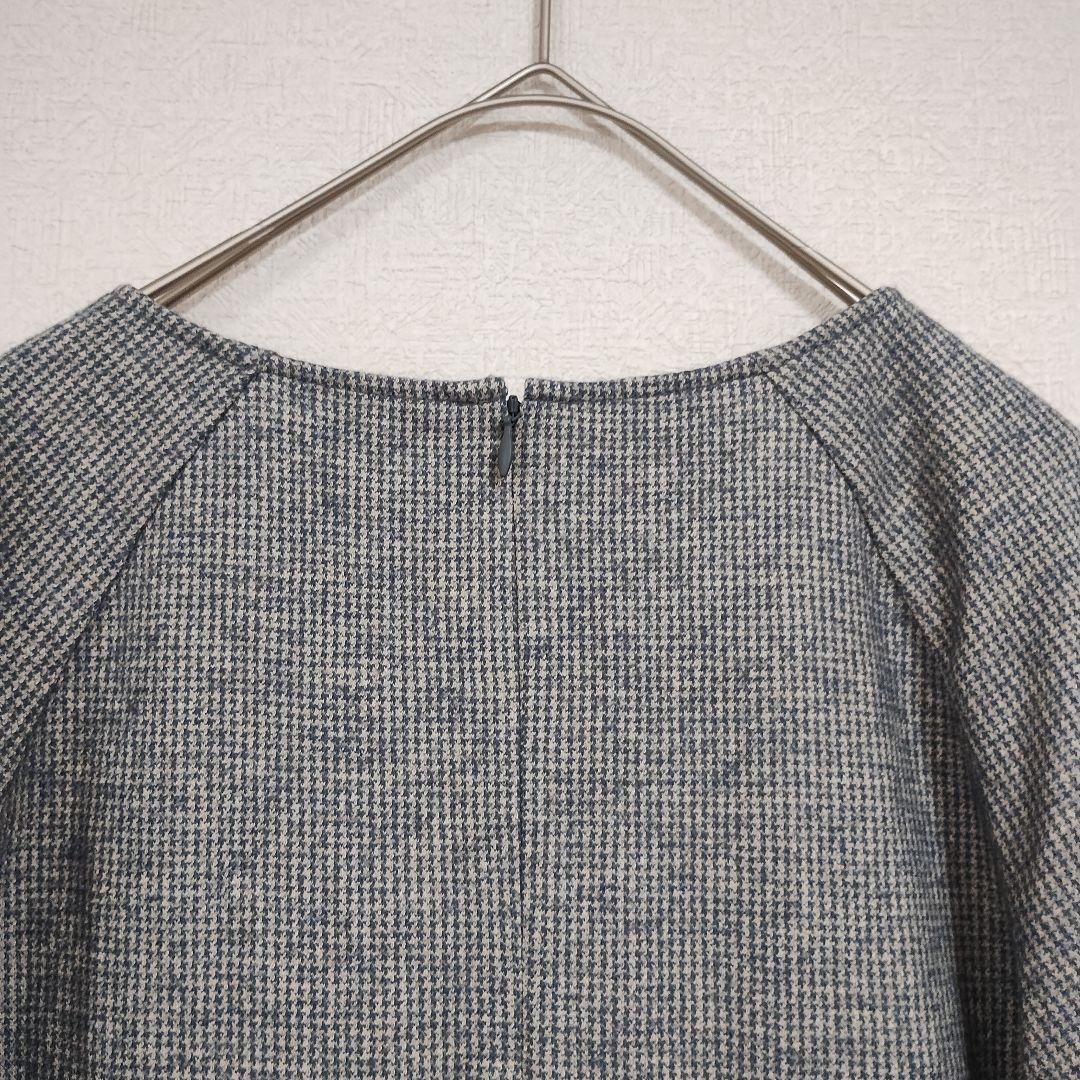 UNIQLO グレー ラウンドネック 七分袖 ニットワンピース M シンプル 春 7