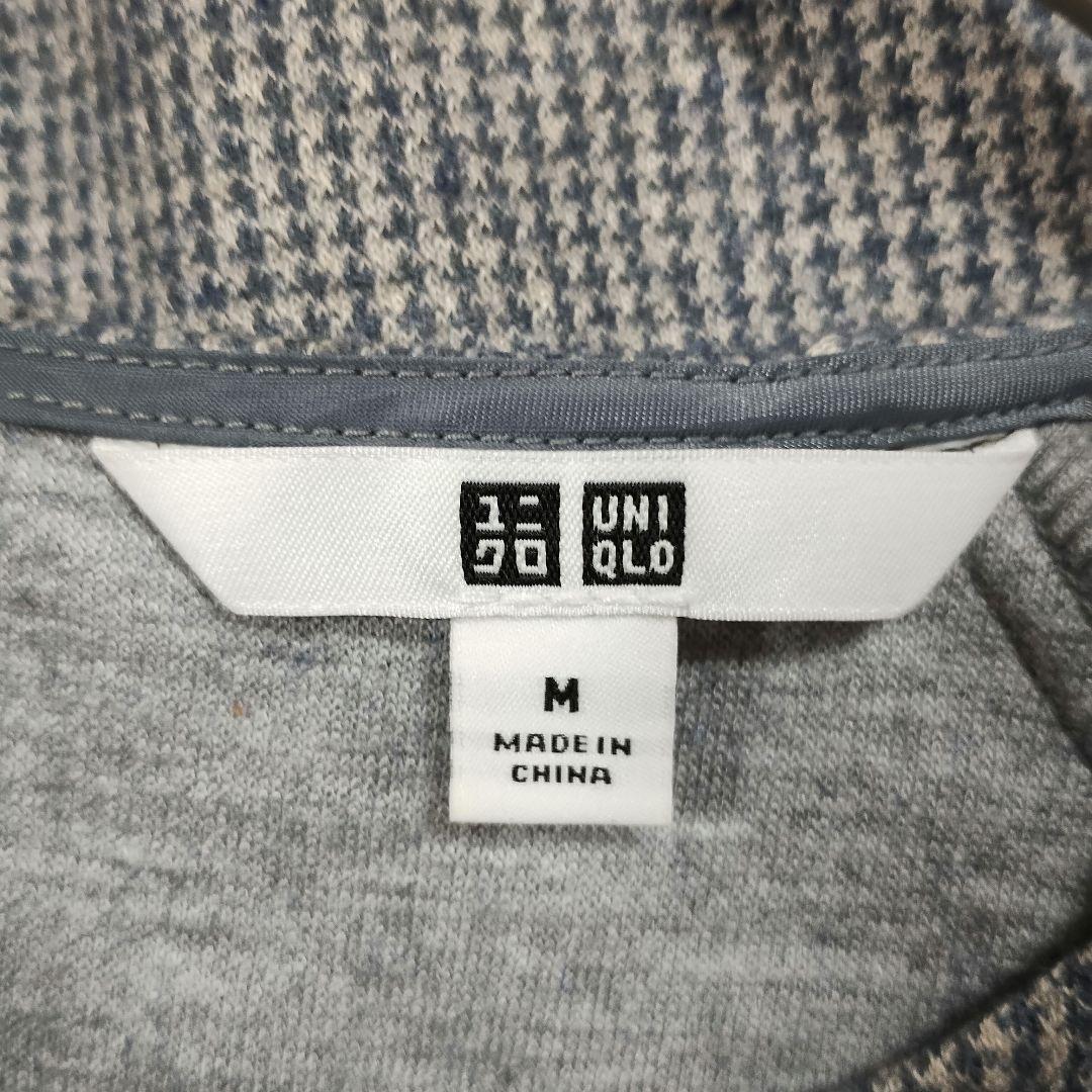UNIQLO グレー ラウンドネック 七分袖 ニットワンピース M シンプル 春 8