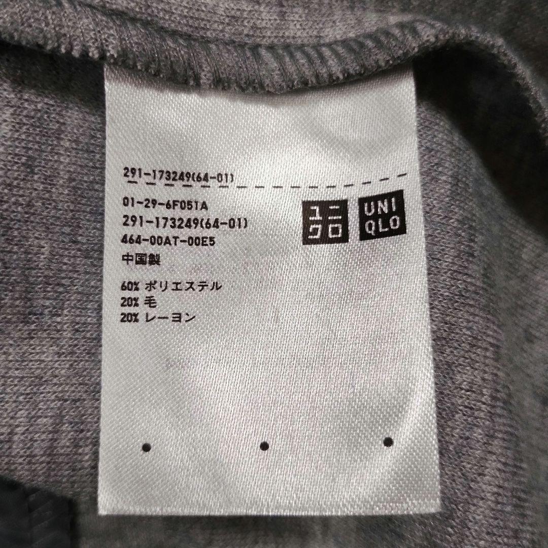UNIQLO グレー ラウンドネック 七分袖 ニットワンピース M シンプル 春 9