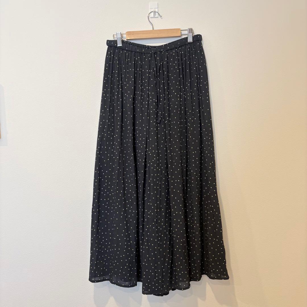 アメリカンホリック ワイドパンツ ドット　水玉　黒　ブラック L プリーツ