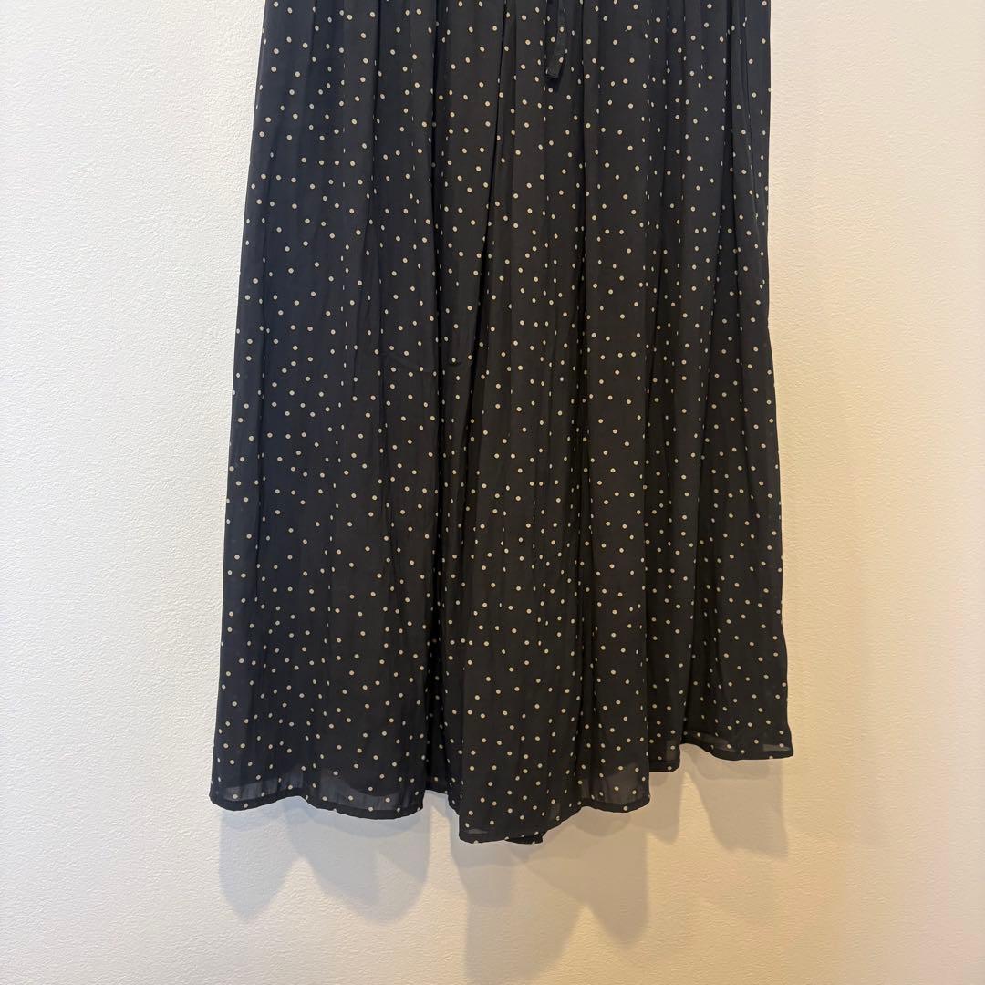 アメリカンホリック ワイドパンツ ドット　水玉　黒　ブラック L プリーツ 5