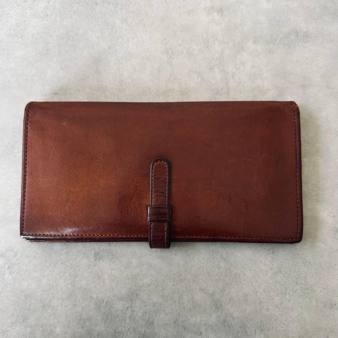 OLD COACH レザー　二つ折り長財布　札入れ 小銭入れ カード入れ 茶