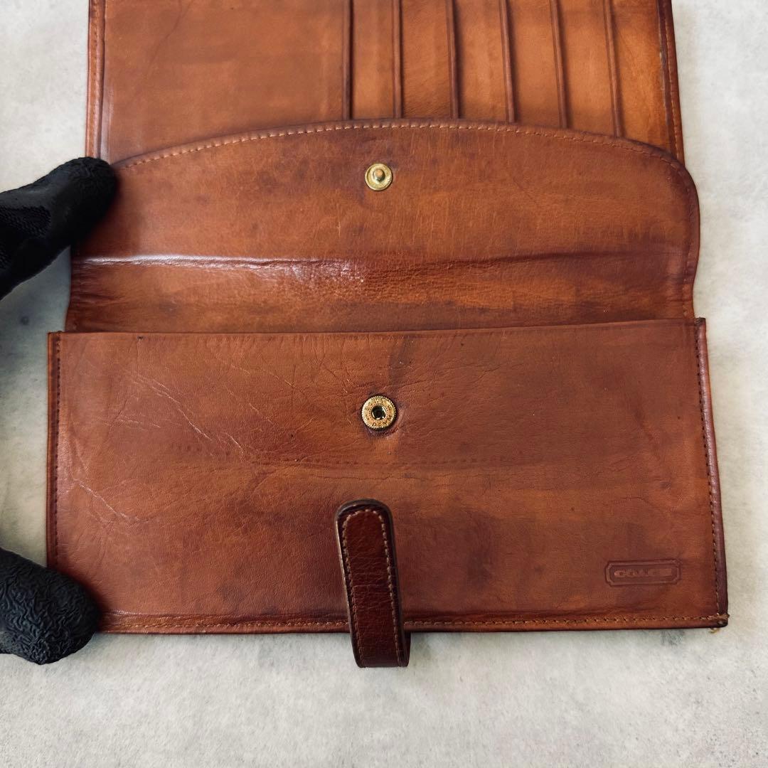 OLD COACH レザー　二つ折り長財布　札入れ 小銭入れ カード入れ 茶 11