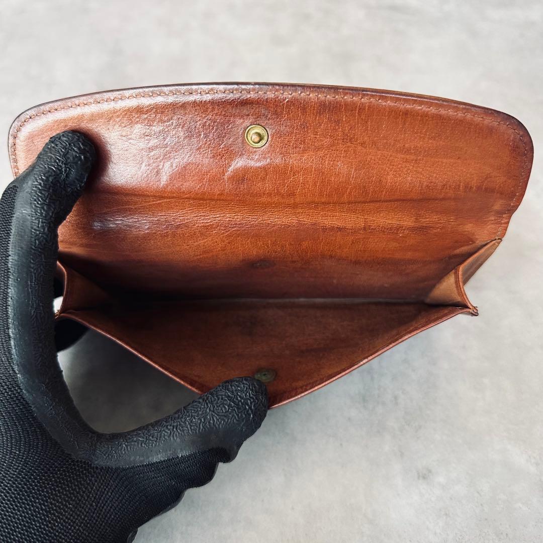 OLD COACH レザー　二つ折り長財布　札入れ 小銭入れ カード入れ 茶 12