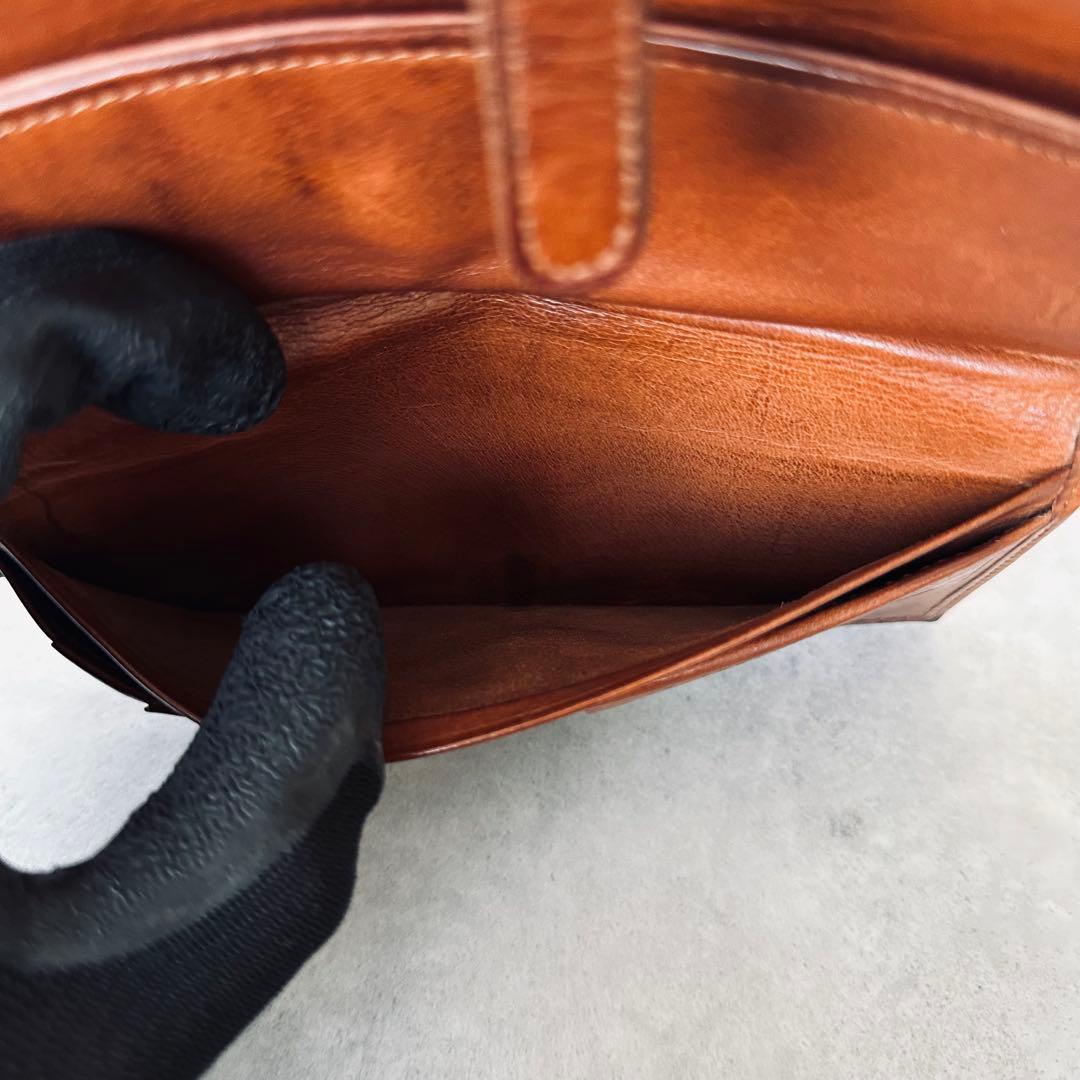 OLD COACH レザー　二つ折り長財布　札入れ 小銭入れ カード入れ 茶 15