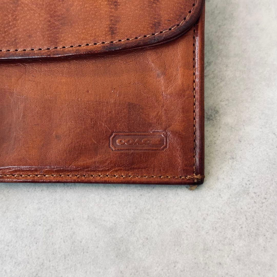 OLD COACH レザー　二つ折り長財布　札入れ 小銭入れ カード入れ 茶 16