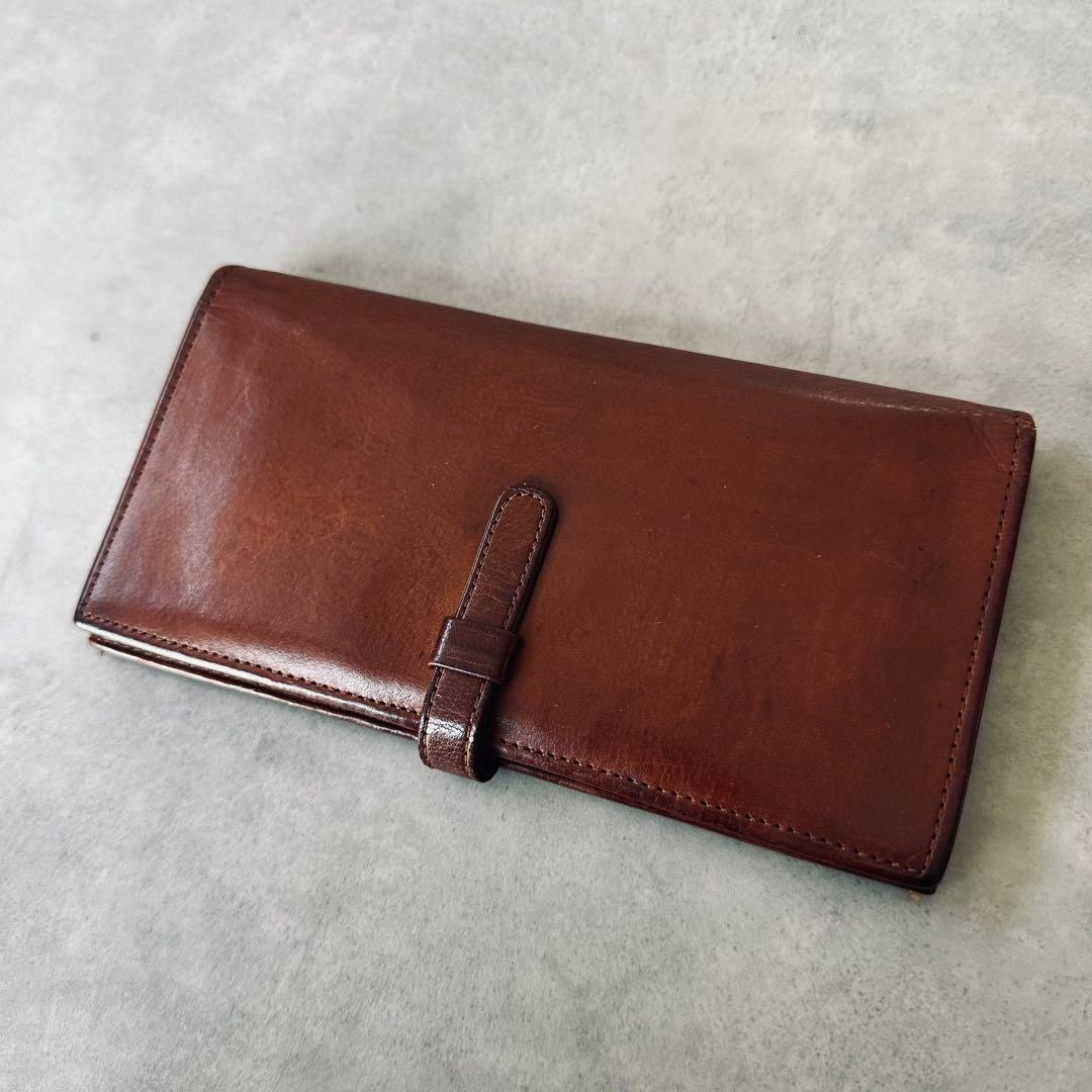 OLD COACH レザー　二つ折り長財布　札入れ 小銭入れ カード入れ 茶 3