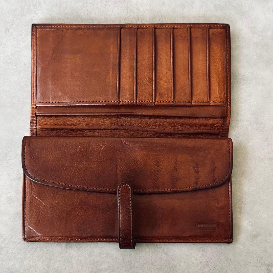 OLD COACH レザー　二つ折り長財布　札入れ 小銭入れ カード入れ 茶 8