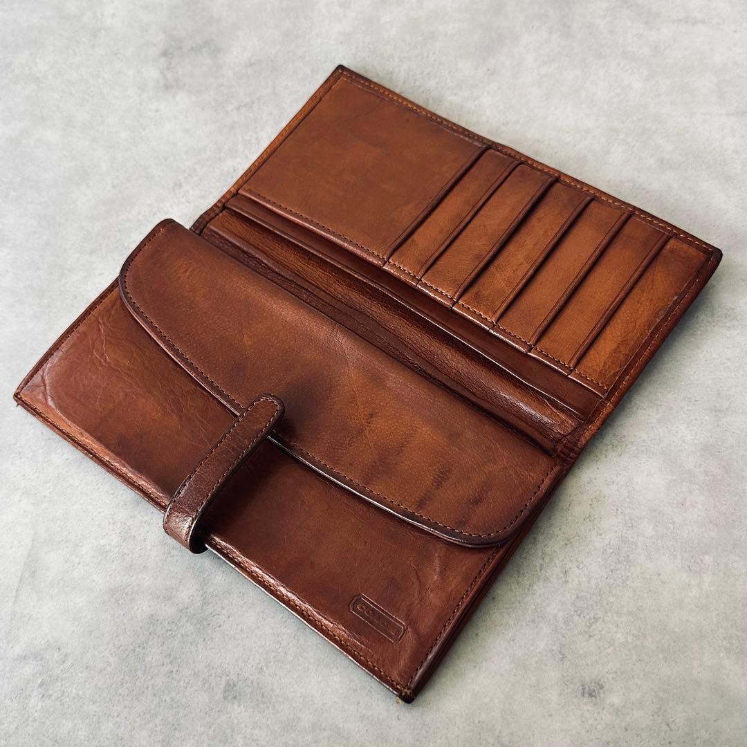 OLD COACH レザー　二つ折り長財布　札入れ 小銭入れ カード入れ 茶 9