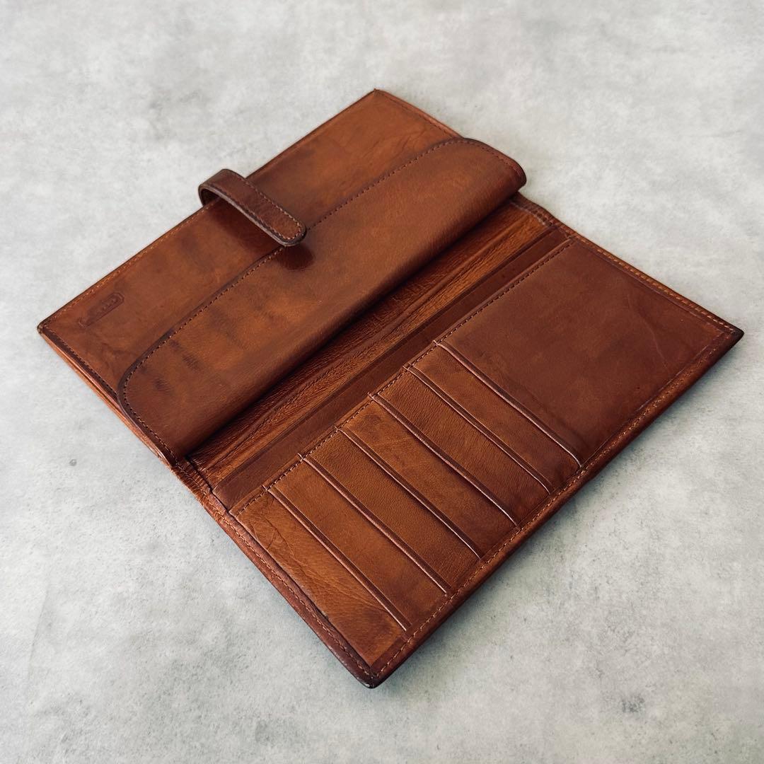 OLD COACH レザー　二つ折り長財布　札入れ 小銭入れ カード入れ 茶 10