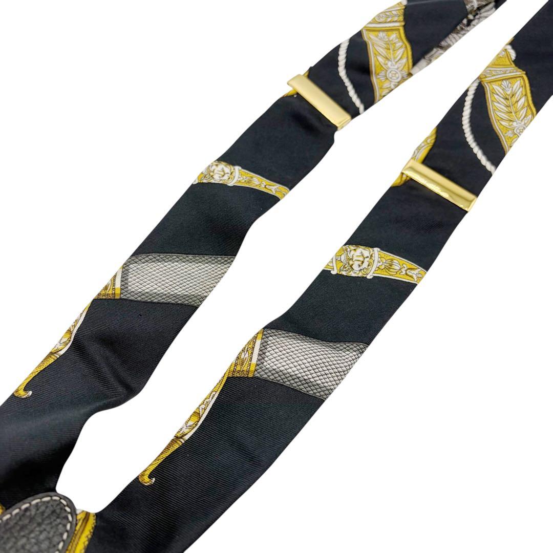 ⭐️美品⭐️ エルメス シルク サスペンダー ブルー × ゴールド 7