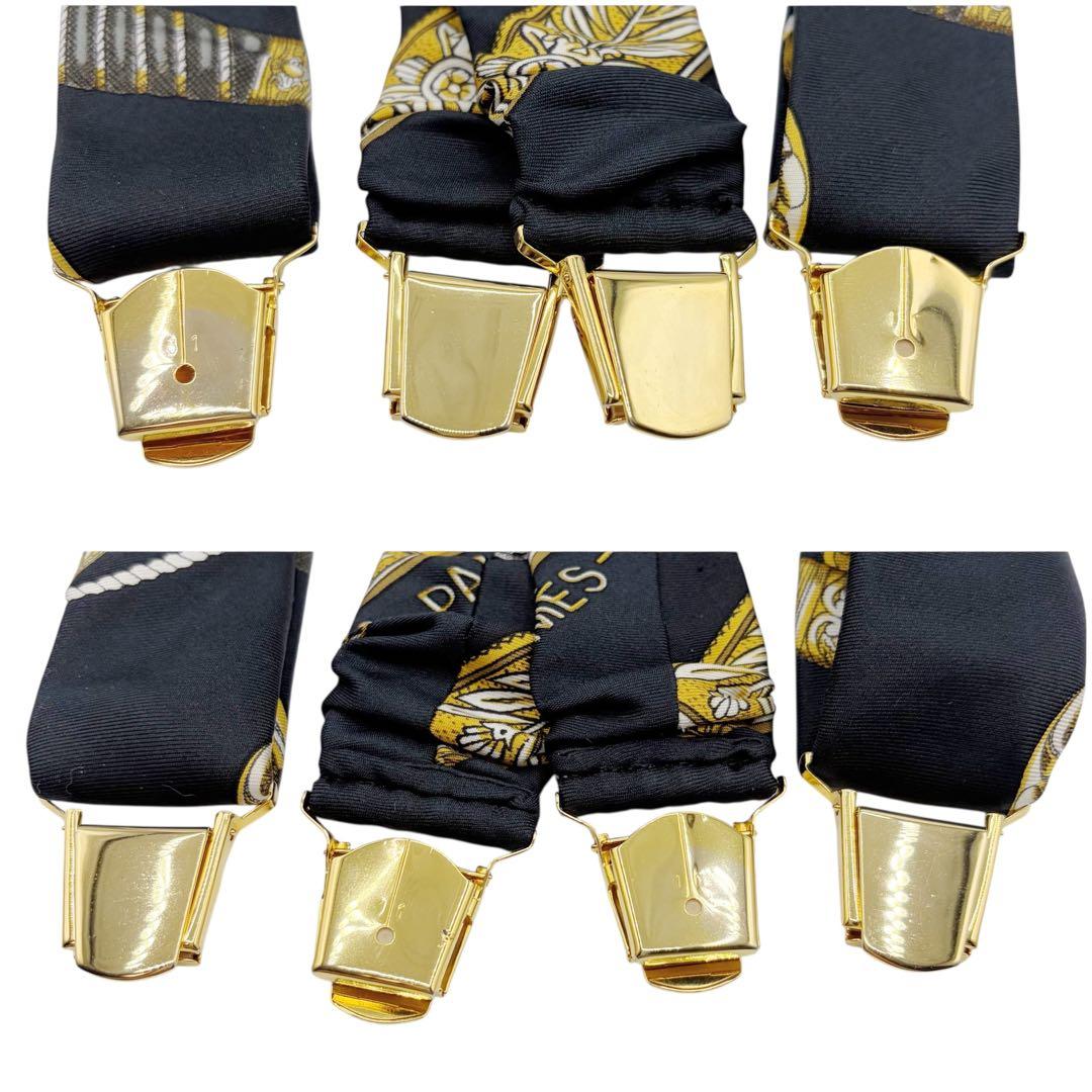 ⭐️美品⭐️ エルメス シルク サスペンダー ブルー × ゴールド 8