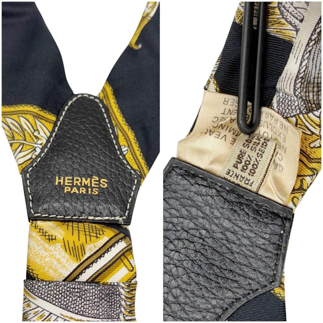 ⭐️美品⭐️ エルメス シルク サスペンダー ブルー × ゴールド 9