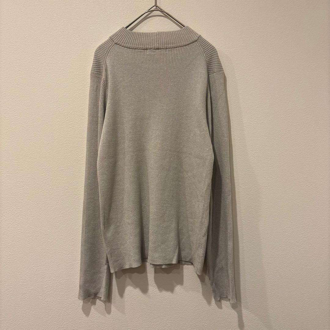 グローバルワーク リブニットセーター　長袖 ラメ入り L グレー　ベージュ 6