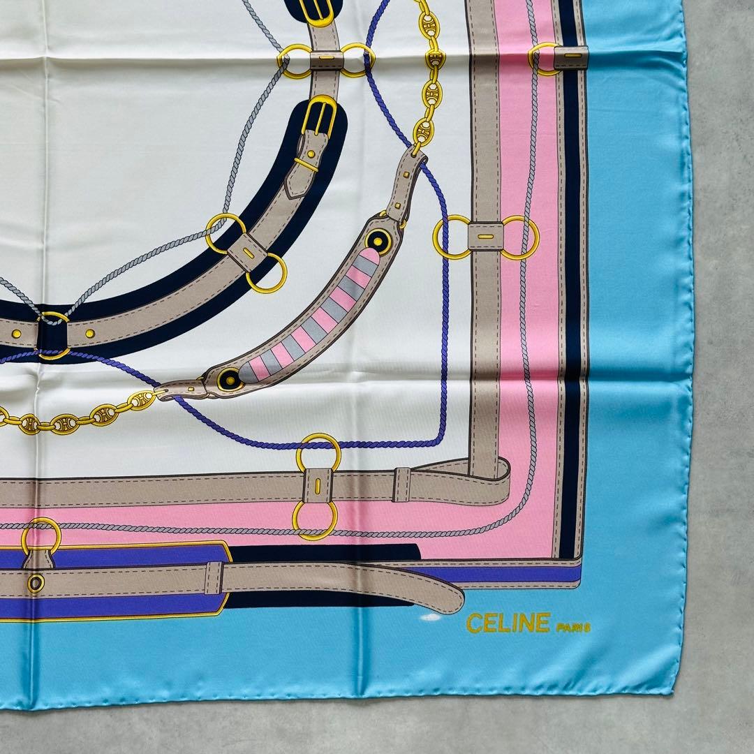CELINE トリオンフ ベルト チェーン デザインシルクスカーフ 4