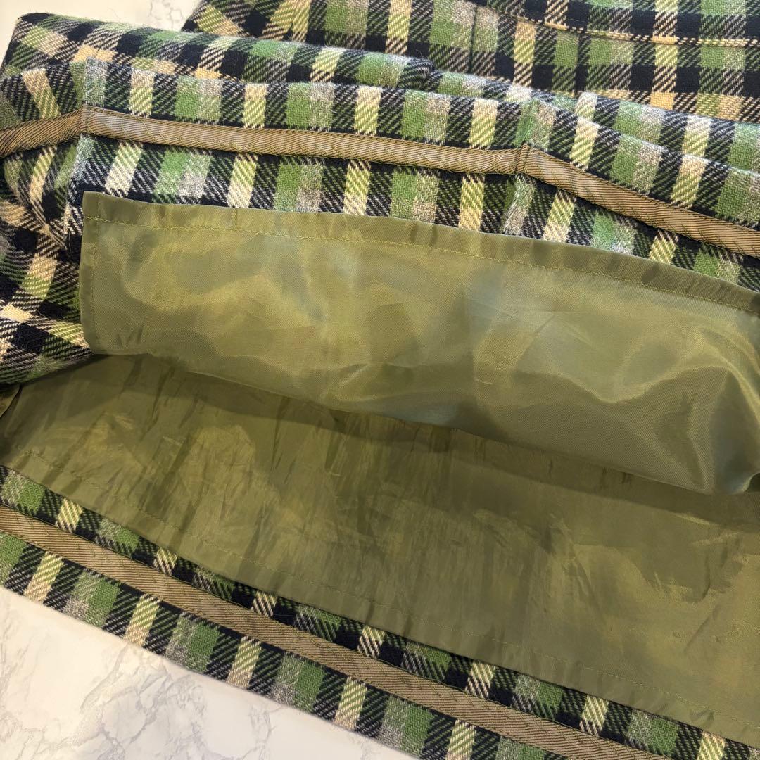 ネミ フレアスカート 膝丈　チェック柄　ウール調 グリーン 緑　M ビンテージ 6