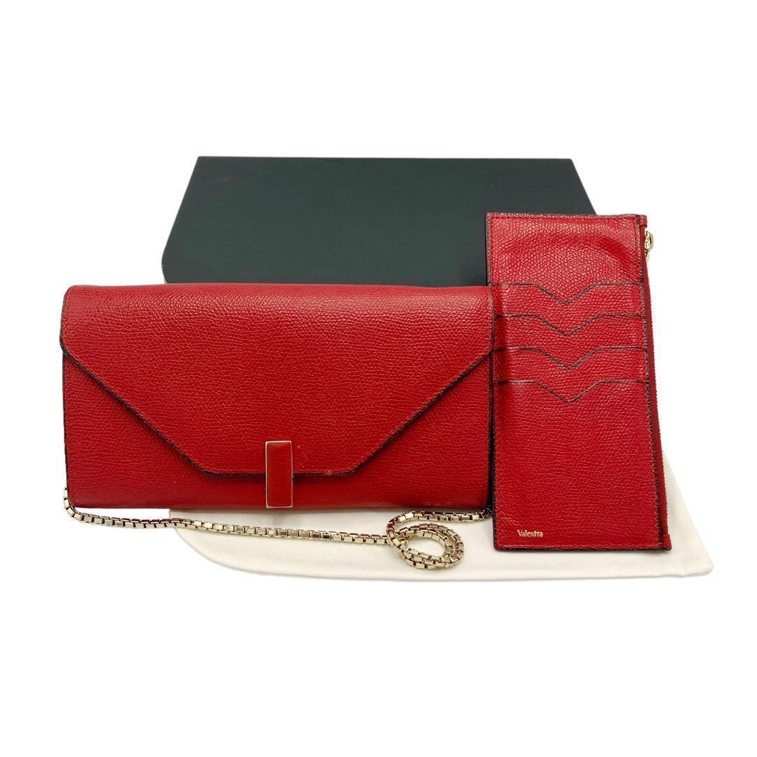 良品✨ ヴァレクストラ イジィデ チェーンウォレット 長財布 レッド 11