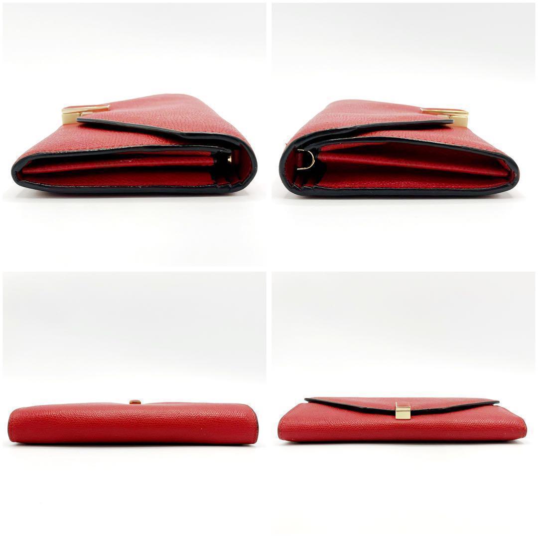 良品✨ ヴァレクストラ イジィデ チェーンウォレット 長財布 レッド 6