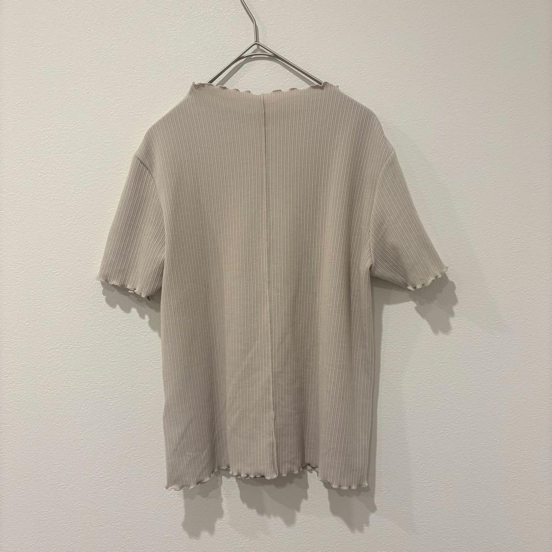GU リブトップス 半袖 Tシャツ ベージュ Mサイズ　無地　カジュアル　上品 4