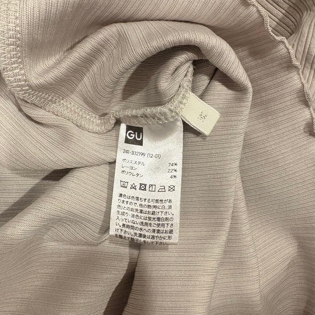 GU リブトップス 半袖 Tシャツ ベージュ Mサイズ　無地　カジュアル　上品 5